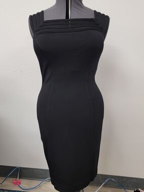 Classic Black Sheath Dress - Sleek Square Neck